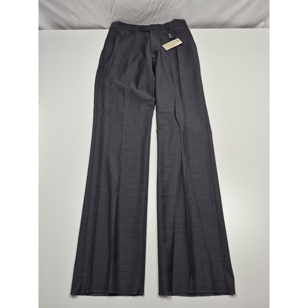 Galante Dress Pants Mens 32x36 Gray Wool Flat Front Straight Italy Unhemmed NWT